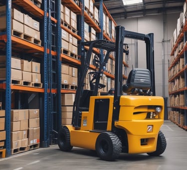 a man working on a forklift truck