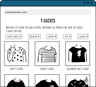 illustrated example of PLP with banner filters