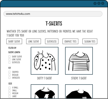 illustrated example of PLP with banner key categories and left hand navigation