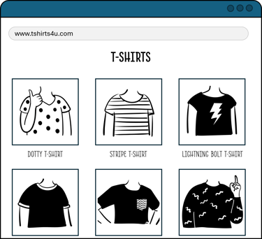 illustrated example PLP with no categorisation or filtering