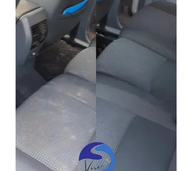 Sièges arrière très sales puis impeccablement nettoyés après intervention à Welkenraedt.