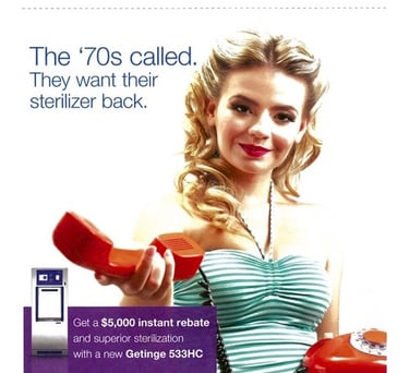 Ad for Getinge medical sterilizer for hospitals.