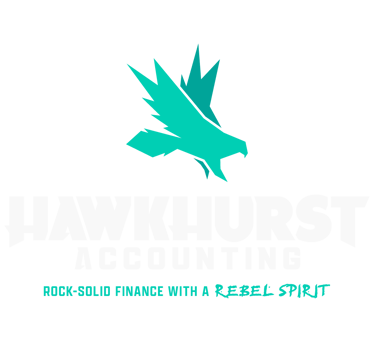 a hawkhawk logo with the words Hawkhurst Accounring Rock-solid finance with a rebel spirit