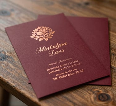 Invitación de boda con diseño floral en laminado dorado impresión alta calidad