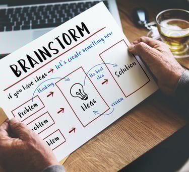 Persona sosteniendo un diagrama de lluvia de ideas empresarial que muestra el proceso branding