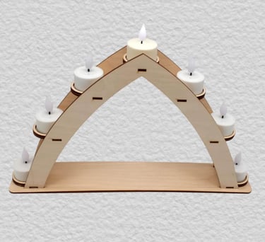 HANDGEFERTIGTER TEELICHTHALTER AUS HOLZ – BOGEN DESIGN BUCHS SG