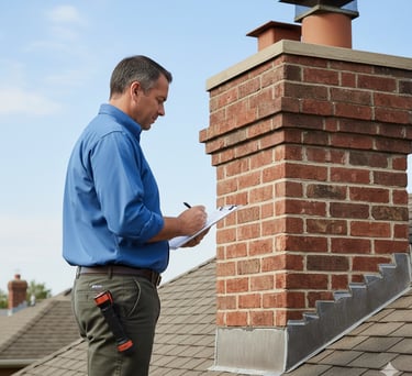 An experienced chimney technician - checking every detail during the roof-portion of the inspection.