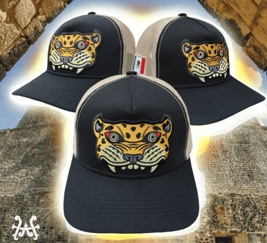 gorra truck jaguar guerrero jaguar azteca mexica maya bordado amarillo gorra negra