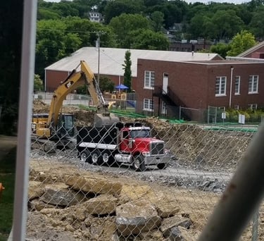 dump truck, excavator, hauling, excavation, excavating