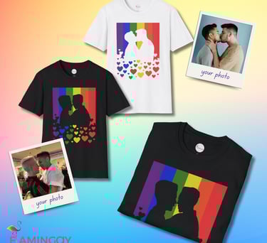 rainbow pride t-shirts using custom LGBT couple photos