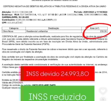 Desconto INSS Obras