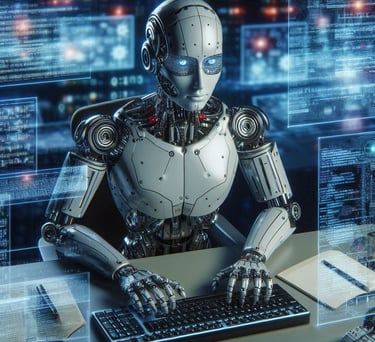 a robot - like robot with a keyboard and a keyboard