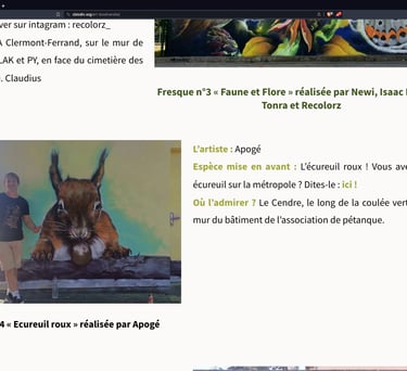 un homme devant un graffiti d'un écureuil 