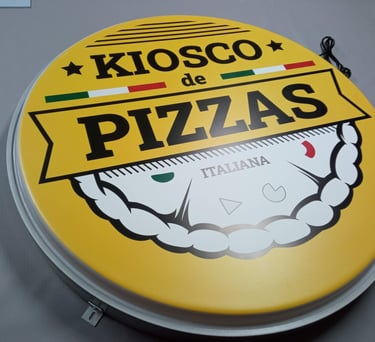 luminoso redondo kiosco de pizzas