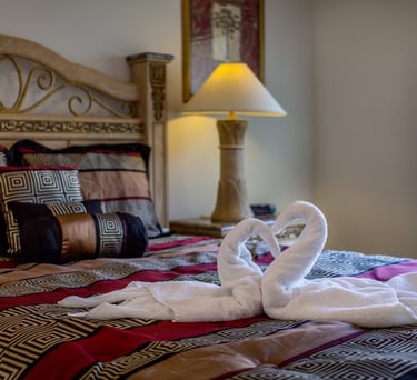 swan towels on bed in Florida Villa