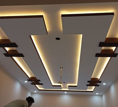 Exquisite POP False Ceiling Design for Luxury Living Rooms Boisar by trustedfix