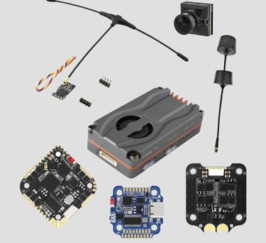 FC, ESC, GPS, Kameros, VTX, RX, Antena