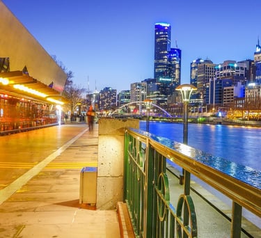 Melbourne City evening walkway