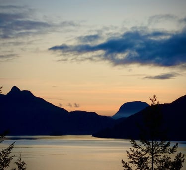 Dark mountains on a lake