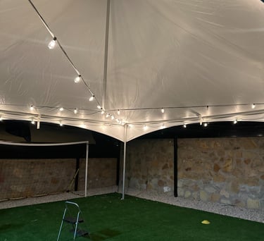 Carpa decorada con luces el paso diamond events