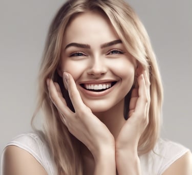 a woman with blonde hair and a white shirt