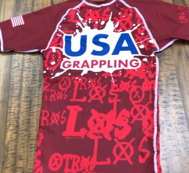 USA Grappling red sublimated rash guard