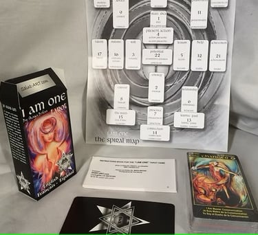 I Am One Tarot Deck 78 Cards Spiral Map Spread Instructions text logo