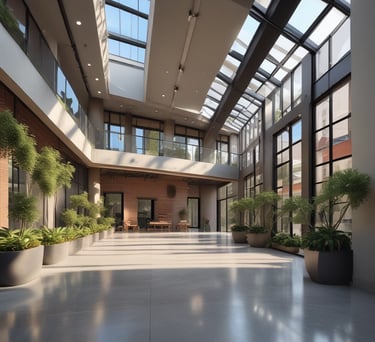 a large open space with a lot of windows