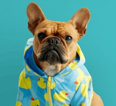 Perrito con chamarra de patitos