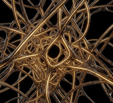 Abstract gold wire visual used in ODYON electronic music visuals