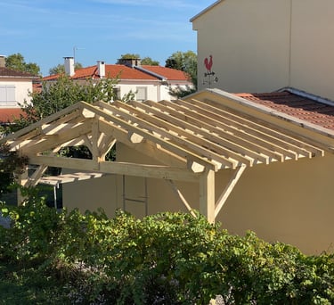 charpente d'un carport pour voiture