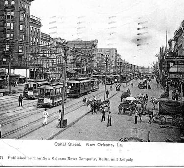 Une vue de Canal street avec des tramways à la Nouvelle-Orléans