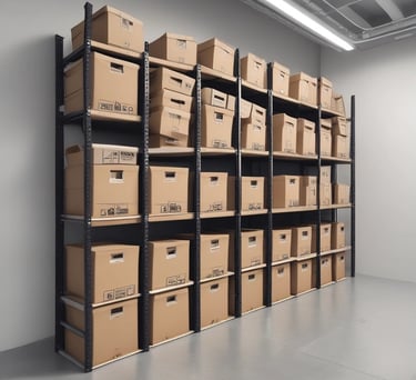 Cleaning supplies and tools arranged neatly for hotel room housekeeping.