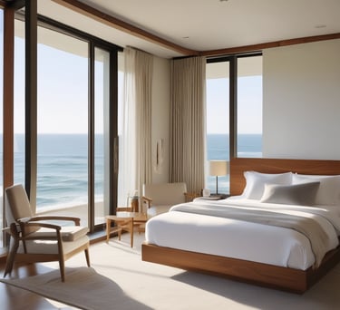 Balcony view from one bedroom suite overlooking city lights at night.