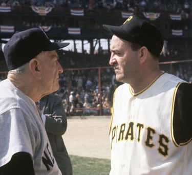 Yankees and Pirates managers before game 7 of the 1960 World Series