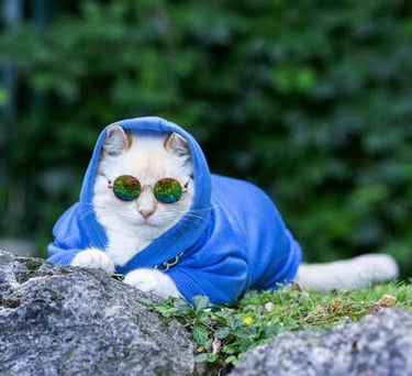chamarra azul gato