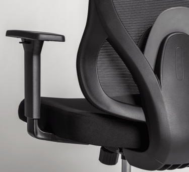 Detalle de respaldo y soporte lumbar ajustable de silla Stark