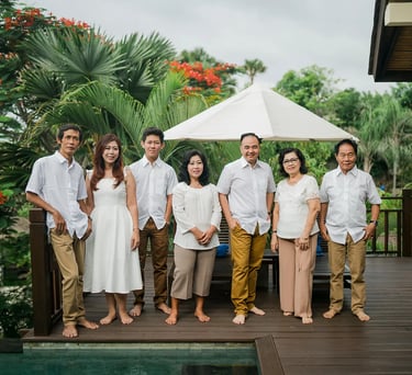 Extended family portrait at Karma Kandara villa in Uluwatu Bali  
