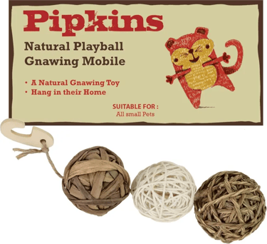 Pipkins Natural Playball - Móvil colgante para casa de conejillos de indias, conejos y hámsteres 