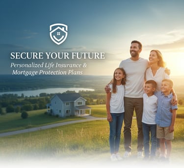a family standing in front of a home with a shield shield shield