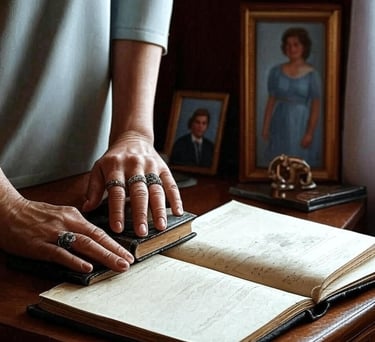 Hands writing in faith journal with Bible nearby