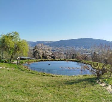 Etang avec vue sur la vallée