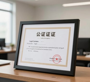 A clean shot of a framed business legal permit (NIB) placed on a wooden shelf in a bright Indonesian office environment. Professional and modern look.