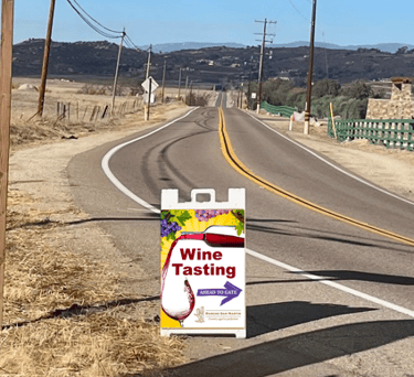 wine tasting sign to the winery