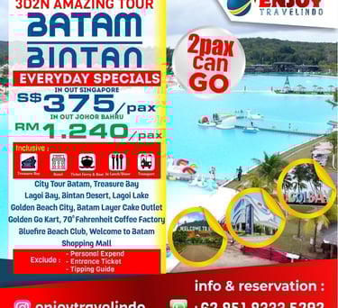 tour operator for 3d2n batam tour, bintan tour, kepri tour, snorkeling, treasure bay, cheap tour
