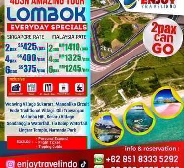 tour operator for lombok tour, gili trawangan, kuta mandalika, circuit mandalika, 3d2n lombok tour