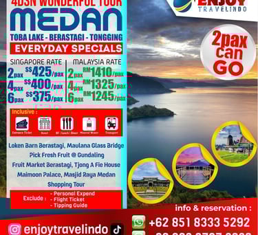 tour operator for medan toba berastagi tongging tour, 4d3n medan toba tour, lake toba, berastagi,