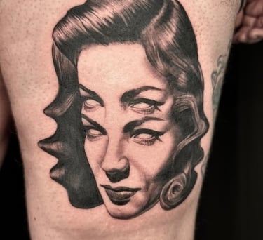 Surrealism tattoo at Tattoo and body piercing studio in Vagos, Aveiro.