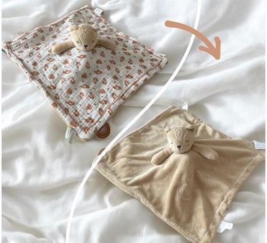 Doudou plat réversible noukies léopard marron tacheté jour et nuit