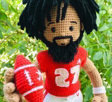 handmade crochet footballer doll